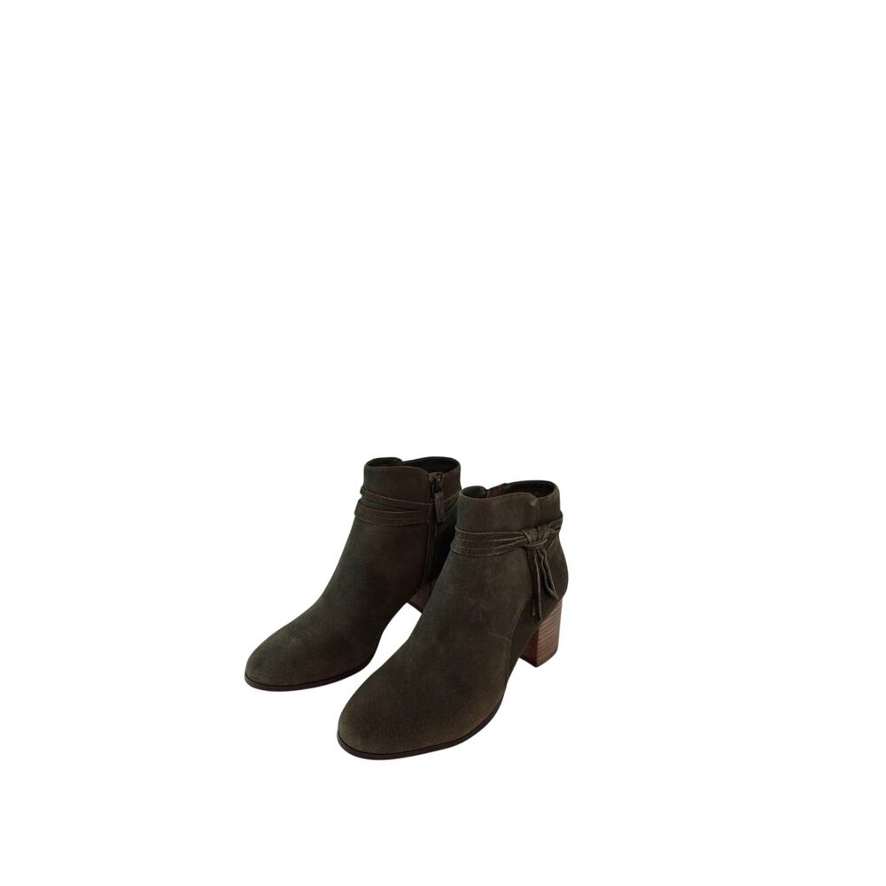 Green Suede Leather Jenna Booties by Violet & Red | 6.5
